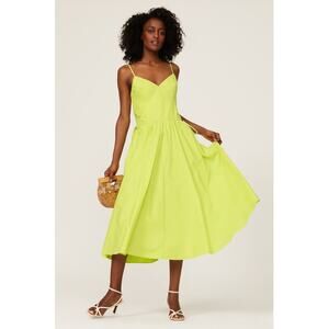 JASON WU Collective Yellow Cotton V-Neck Drawstring Waist Midi Dress size 14